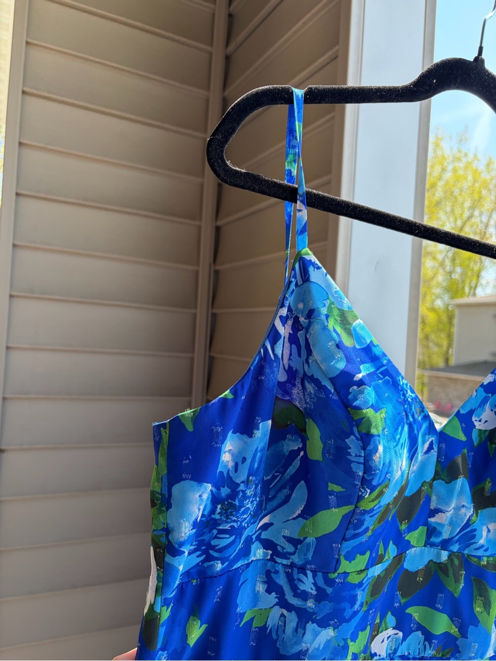 🆕🫐🌿Eliza J Blue Floral Tiered Maxi Dress Size 12 Chiffon Evening Wedding Guest - Picture 7 of 17